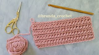 كروشيه غرزة مجسمه لأول مره بالعربي لعمل شنطه/بورتفيه/بلوزات/كوفيات Crochet 3d stitch