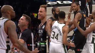 Blake Griffin holds PJ Tucker’s arm then taunting him & KD not happy with Giannis 👀