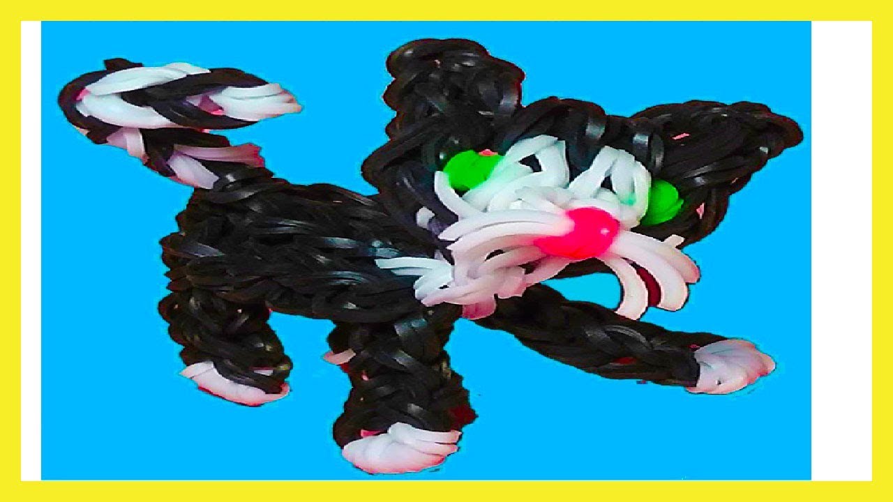 π How to make loom bands animals easy cat 3D with forks charms for kids
