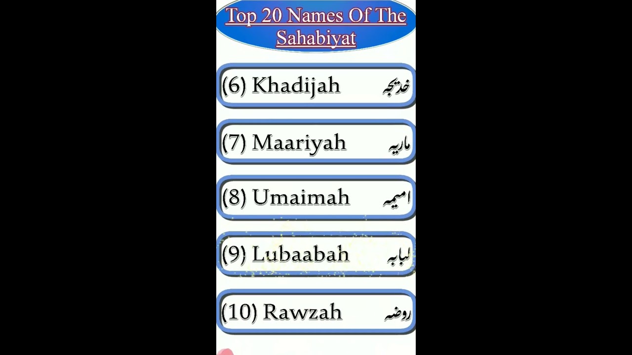 Top 20 Names Of The Sahabiyat For Muslim Baby Girls Hit Islamic Names Top 20 Names Of The Sahabiyat For Muslim Baby Girls Hit Islamic Names