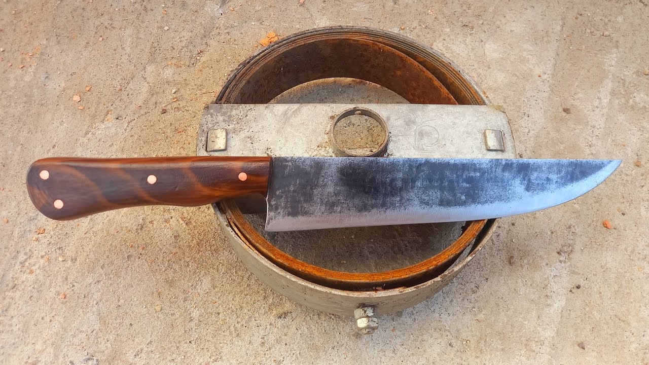 Faca Artesanal Áço Carbono 1,5mm lâmina mola de porta antiga cabo full Tang cuchillo hecho a mano