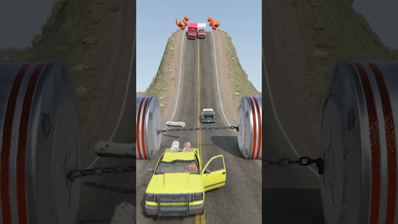 Cars & Cargo Vans vs Chained Hydraulic Crush - BeamNG.drive