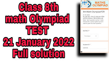 PSEB class 8th math Olympiad test 21 January 2022
