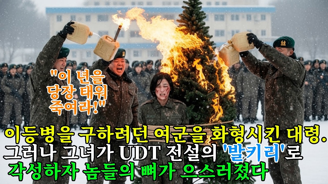 크리스마스 트리에 여군을 묶고 불을 지른 미친 준장. 1분 뒤, 화염 속에서 걸어 나온 그녀가 '별 3개' 군단장임이 밝혀지자 부대는 지옥이 되었다