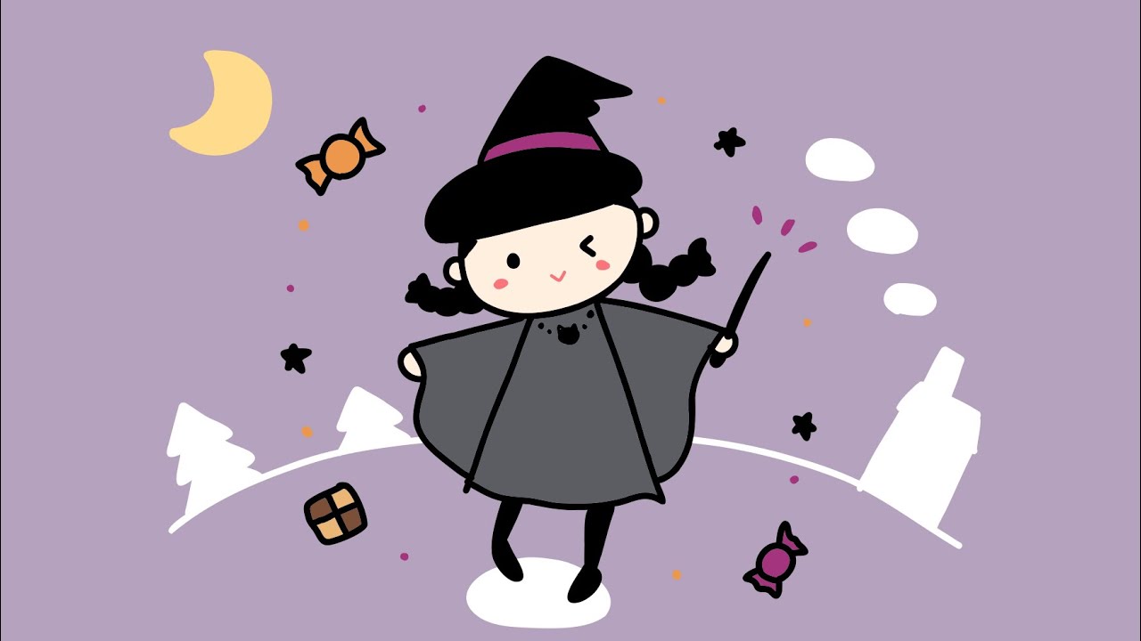 三つ編みの魔女のイラスト A Cute Witch With Braids 簡単かわいいイラストレッスン59 Youtube