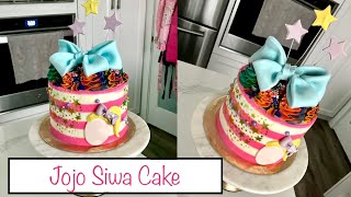 How to Make a Buttercream Jojo Siwa Cake with a Fondant Bow and Pop Out Stars | Stencil Buttercream