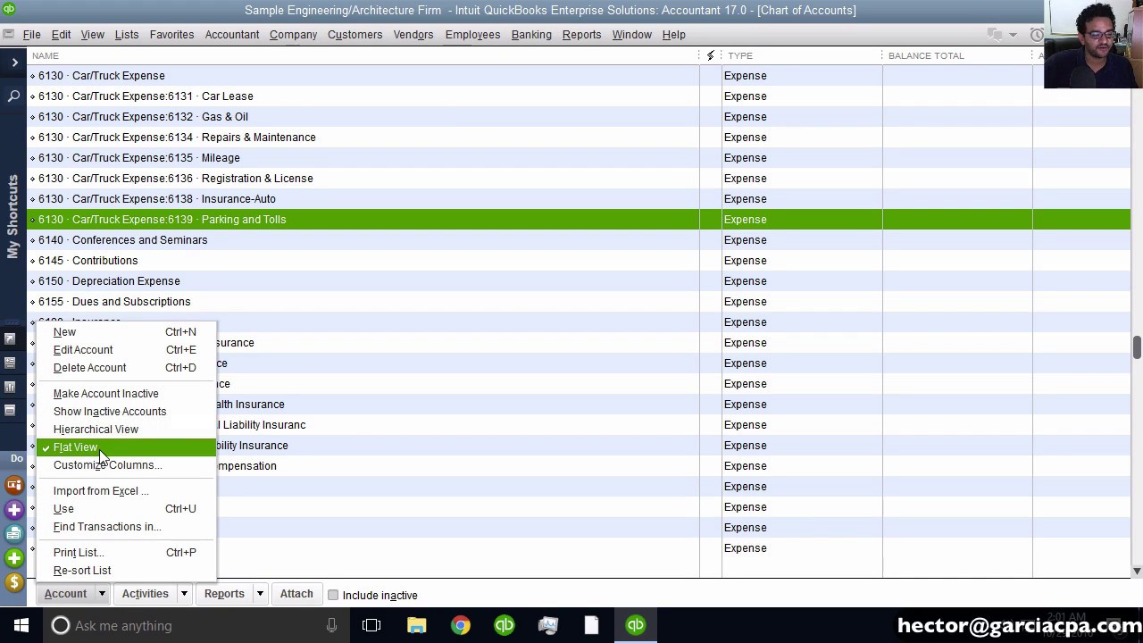 Quickbooks Chart Of Accounts Sub Accounts