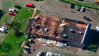 Aerial view tracks tornado destruction in Portage, MI