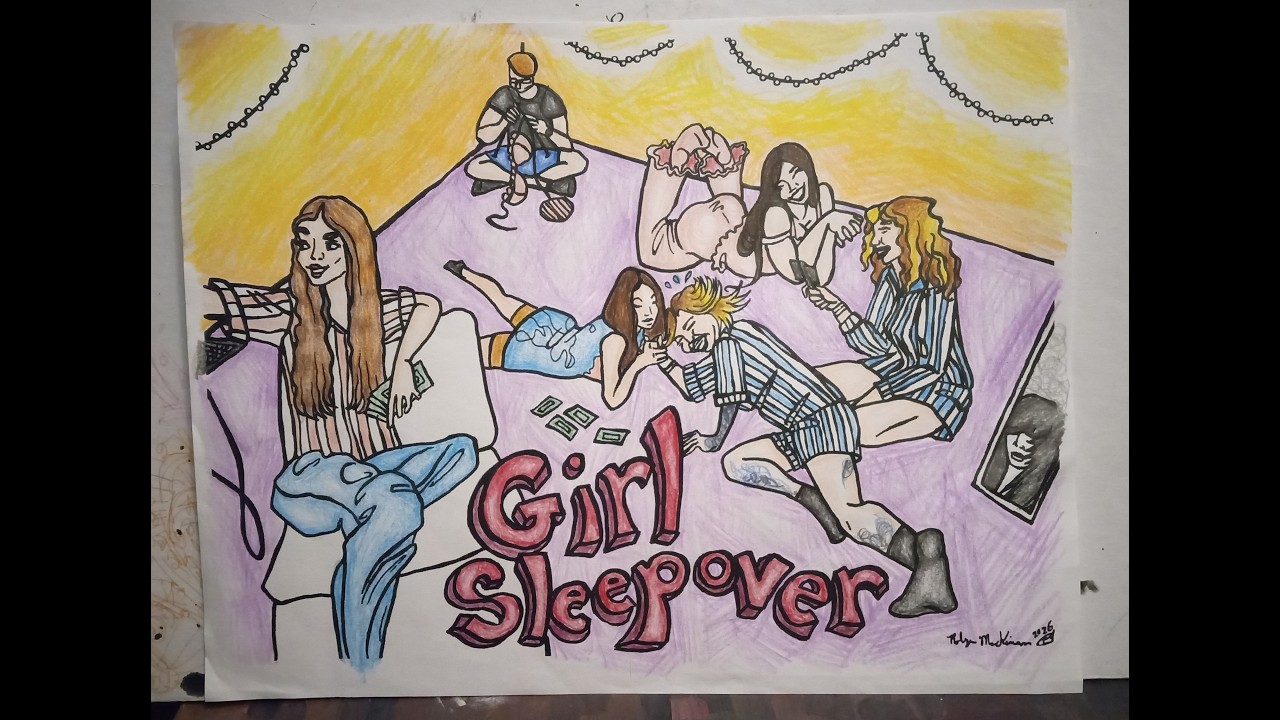 Girl Sleepover - Colourable Fan Art