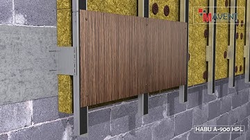 MAVENT FACADE SYSTEMS HABU - А 900 HPL interfloor system for attaching the curtain ventilated fasade