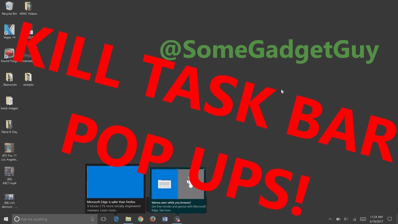 windows 10 stop taskbar pop up