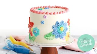 Floral Buttercream Embroidery Cake Tutorial