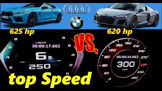 Audi R8 V10 Plus (620 HP) vs BMW M8 Competition (625 HP) Drag Race finance 0-300 km/h | 100-200 km/h
