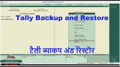#24 Tally ERP 9 Backup and Restore Process/How to Take Company Backup/How to Restore Company inTally