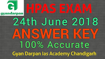 HPAS Answer Key 24 JUNE 2018| HPAS Preliminary Answer Key 2018|HAS Answer Key 2018|HPPSC| paper 1