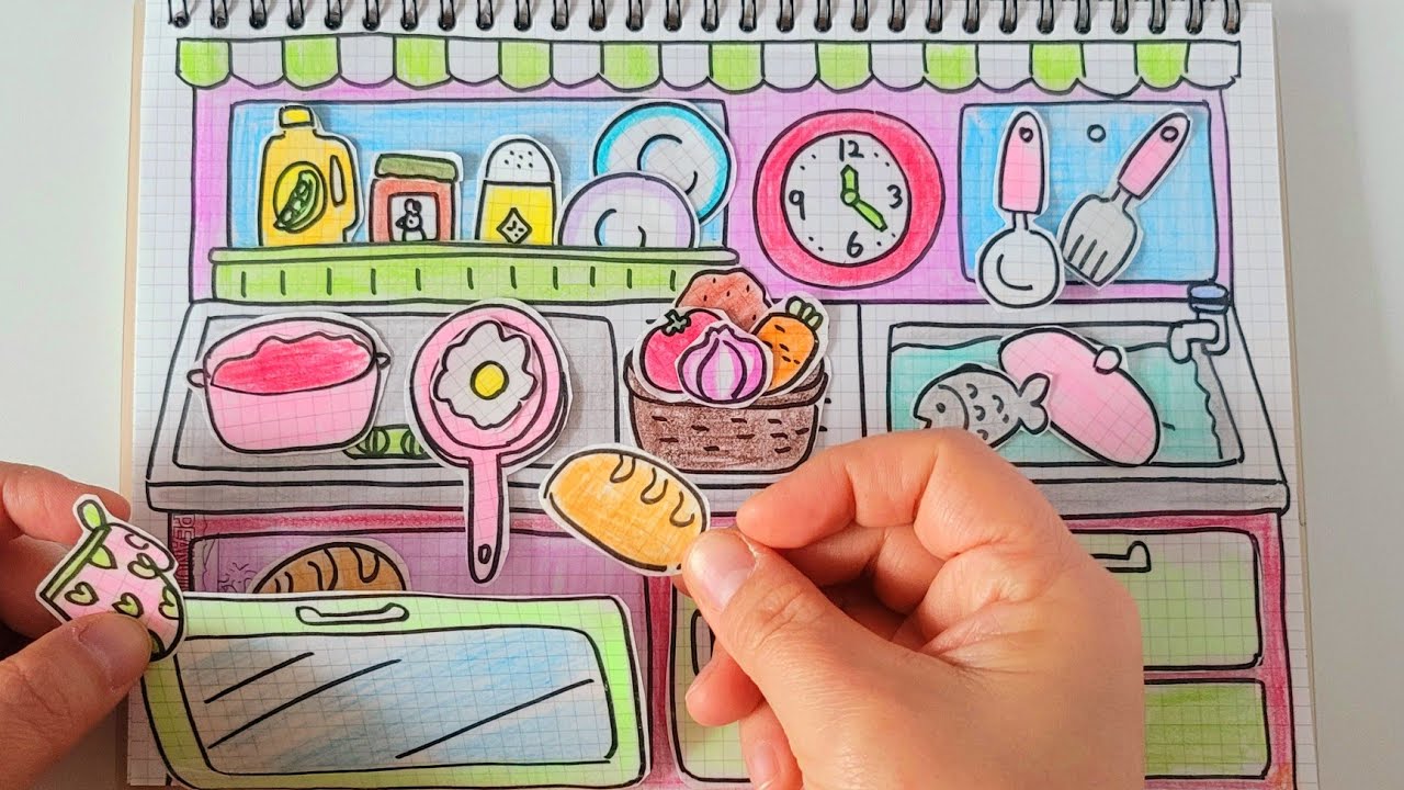 🎀paperdiy🎀 toy kitchen play 👨‍🍳🥄장난감 주방 종이놀이 