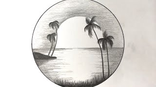 Hướng Dẫn Vẽ Tranh Phong Cảnh Biển Bằng Bút Chì Trong Hình Tròn |How To  Draw Sea Scenery With Pencil - Youtube