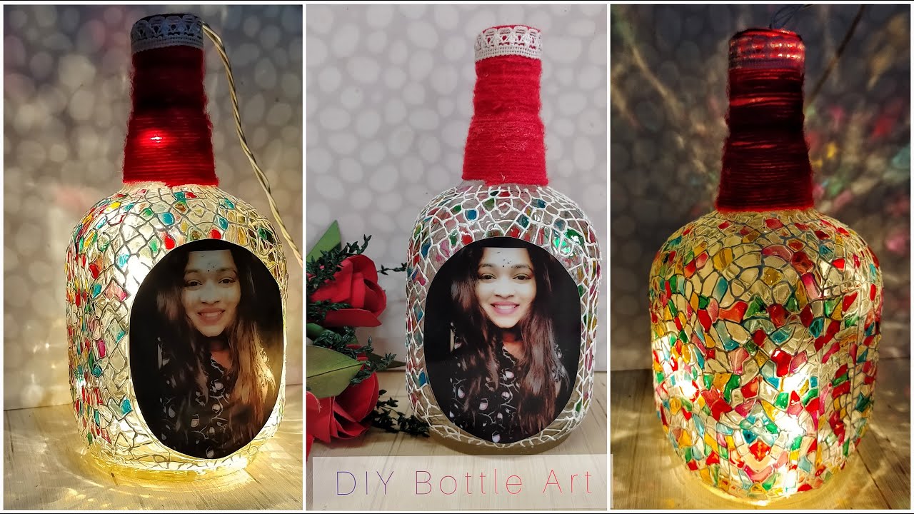 Bottle Art| Lucky crafts | Old Monk Bottle Craft | Best Out Of ...