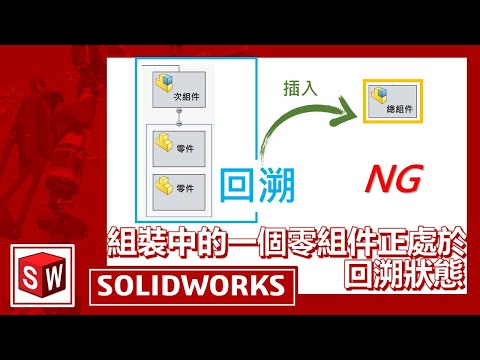 組裝中的一個零組件正處於回溯狀態[SOLIDWORKS]