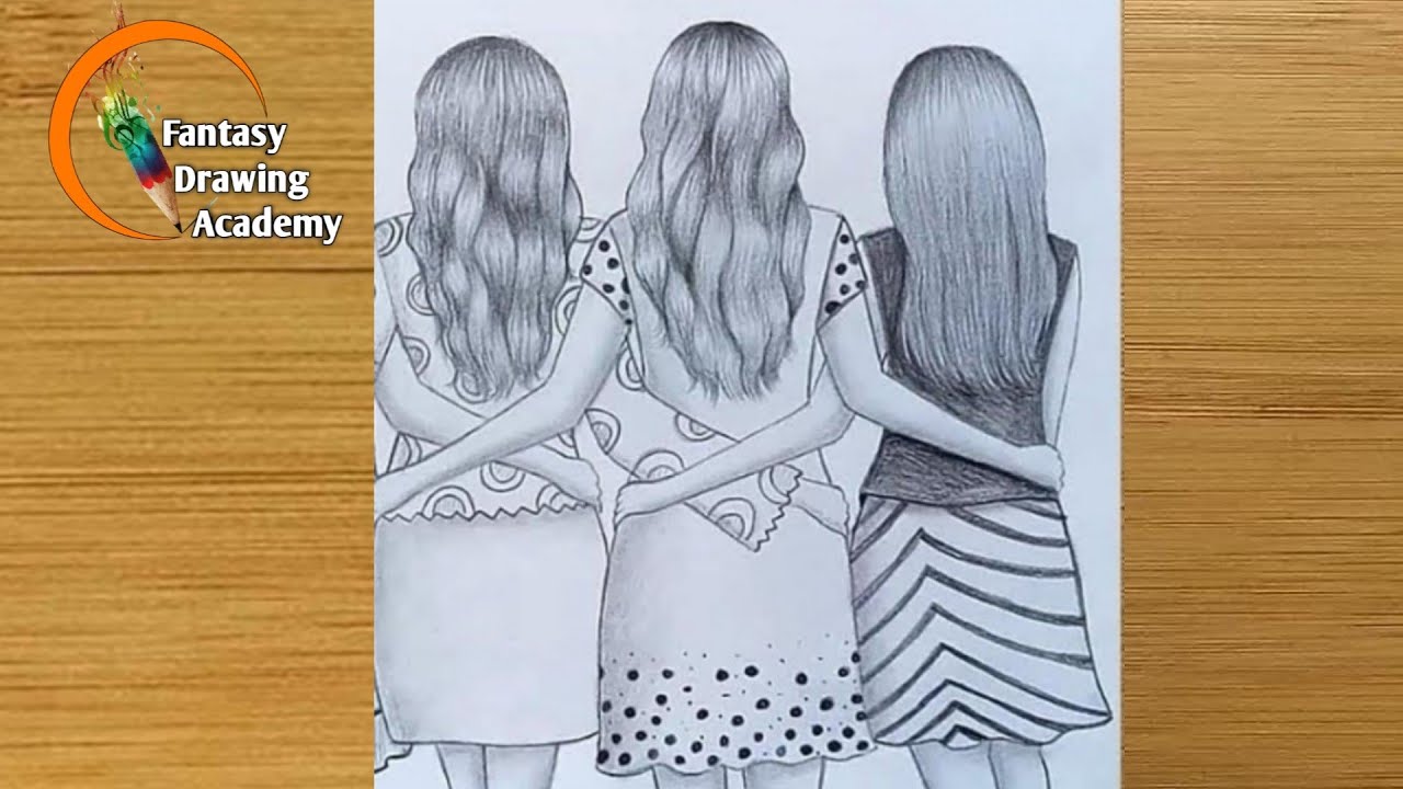 How To Draw Three Best Friends Hugging Each other with Pencil ||Pencil  Sketch - How To Draw Three… | Best friend drawings, Best friend sketches,  Drawings of friends