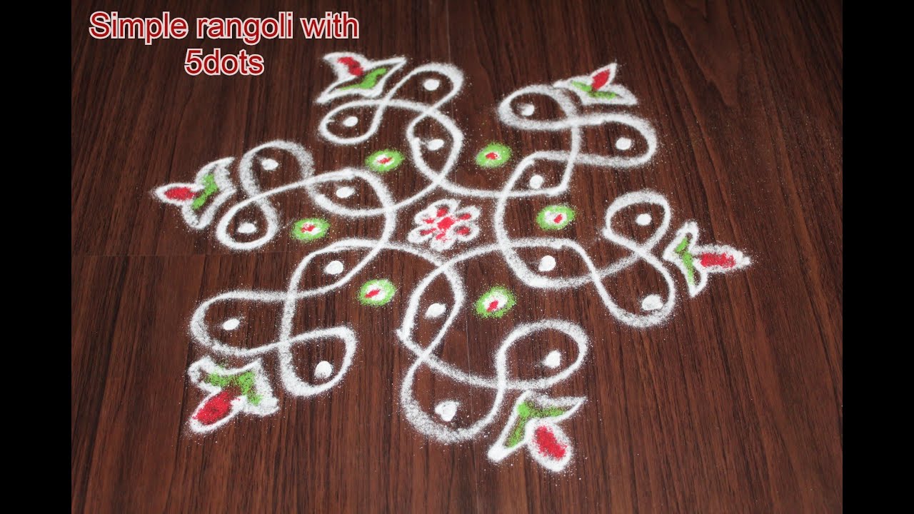 Easy 5dot rangoli // 5 minute easy rangoli - YouTube
