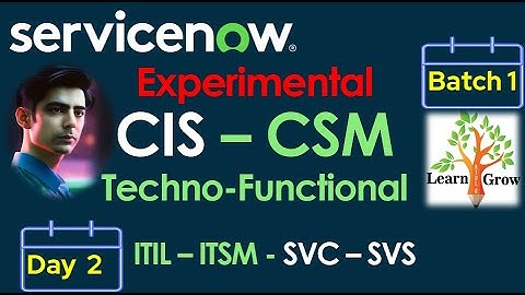 CIS - CSM Batch 1 | Day 2 | ITSM - ITIL - SVC - SVS