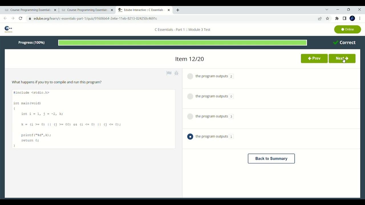 Cisco ProgramminG essential in c : Module 3 TEst (CLA) ansWer. 101% ...