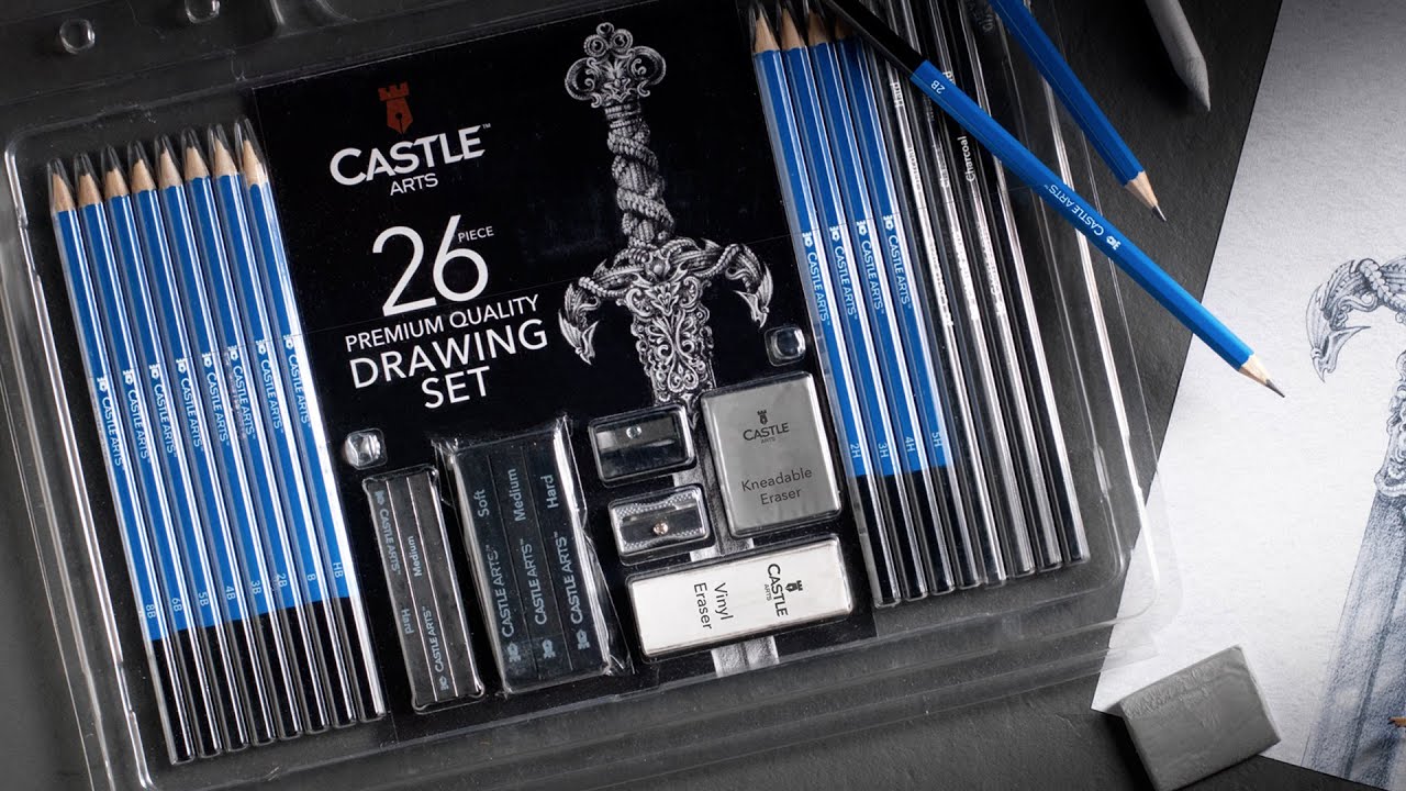 Castle Art Supplies 40 Piece Premium Drawing and Sketching Set With  Tutorial | For Artists, Professionals or Beginners | Pencils, Charcoal,  Graphite