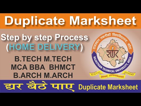 How to get Duplicate Marksheet from RTU at your Home.