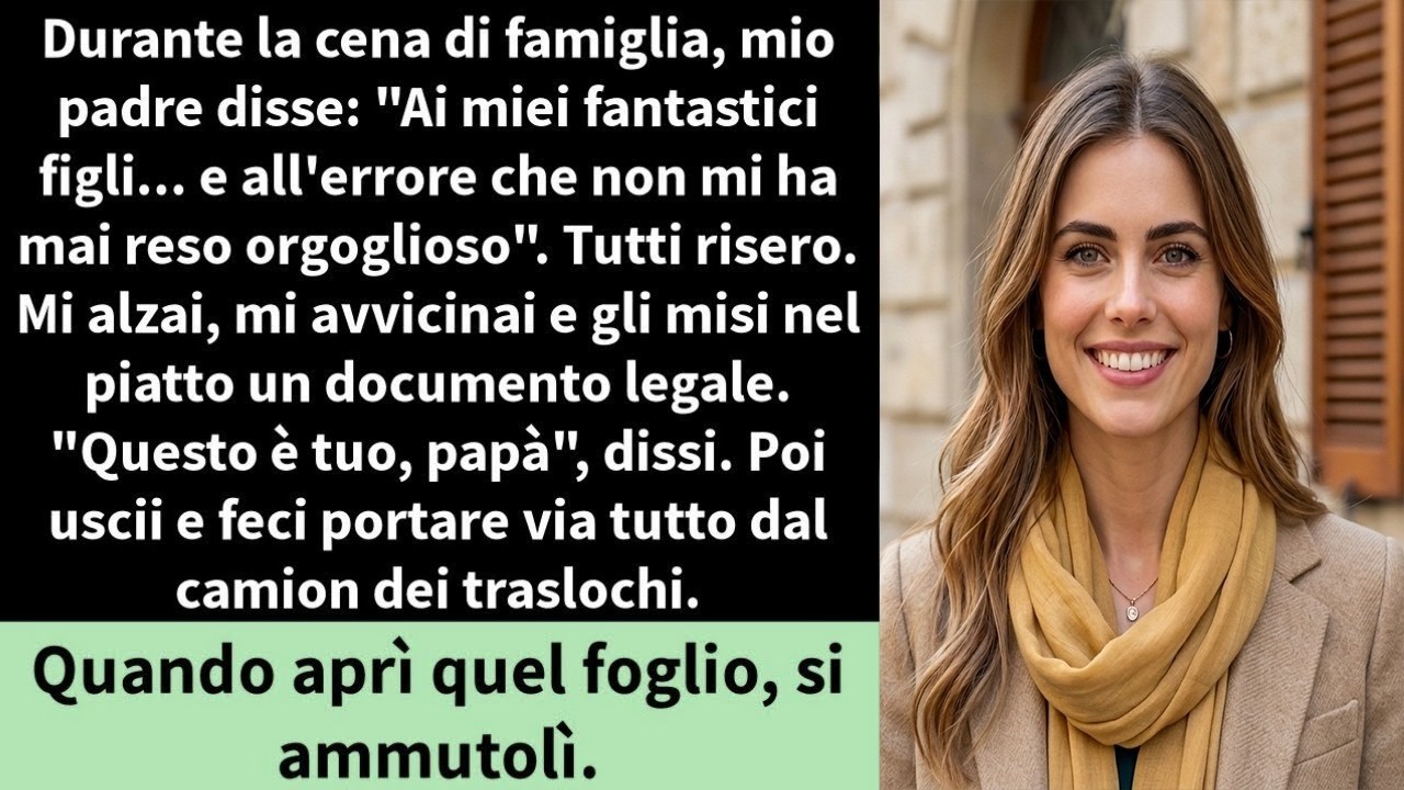 Il brindisi di mio padre al suo sessantesimo compleanno avrebbe dovuto essere un momento di famiglia. Invece, davanti a tutta la sala piena dei suoi ospiti importanti, mi guardò e disse: "E a...