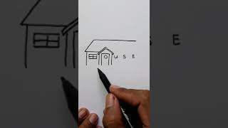 Drawing House From Letter House / How To Draw Easy Art For Beginners With Marker And Pencil #shorts