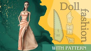 Coral Charm Couture❤️ Prom Dress for doll | DIY Miniature sewing tutorial with pattern | Barbie