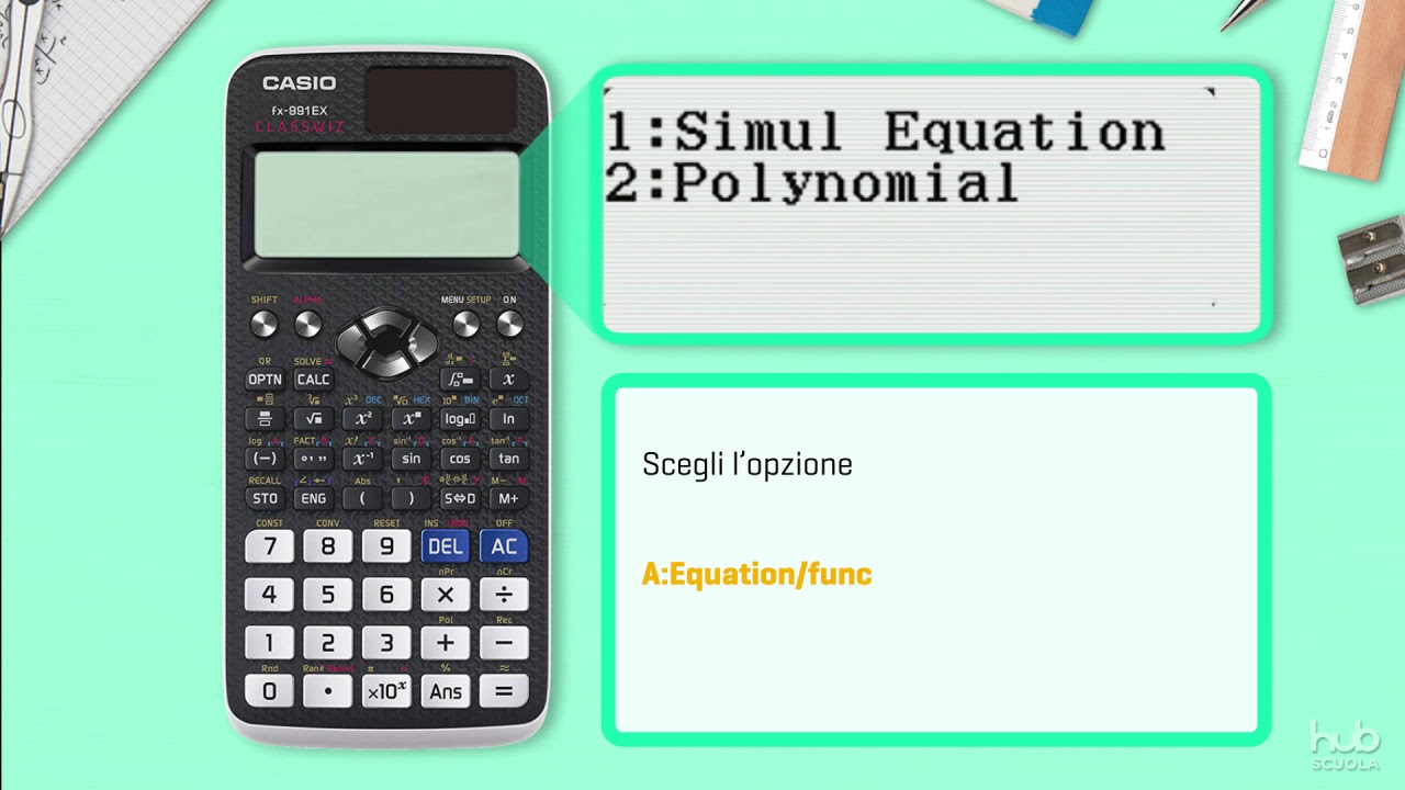 Con la calcolatrice Casio - Risolvere equazioni di secondo grado - YouTube