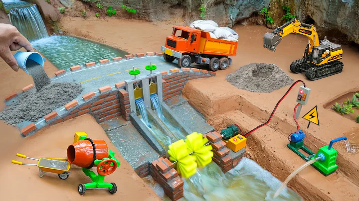 Build a concrete bridge using bricks | diy making Free Electricity from water science project