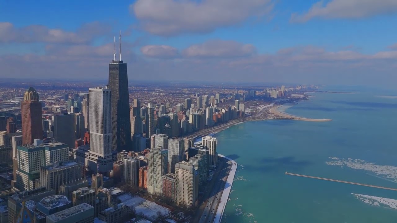 Chicago in Deep Winter | Icebound Shoreline to Skyline (Drone)
