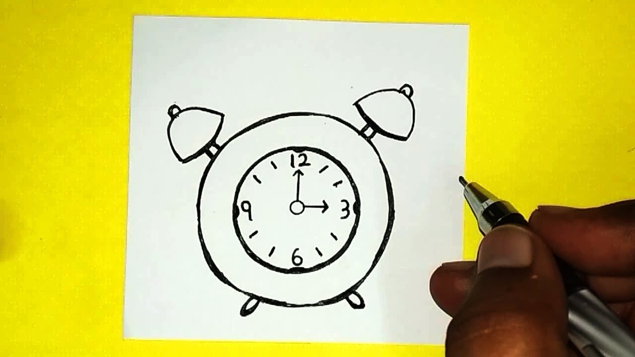 Hand drawing color pink alarm clock and thick Vector Image