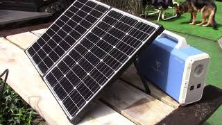 Hqst 100w portable solar panel charges ...