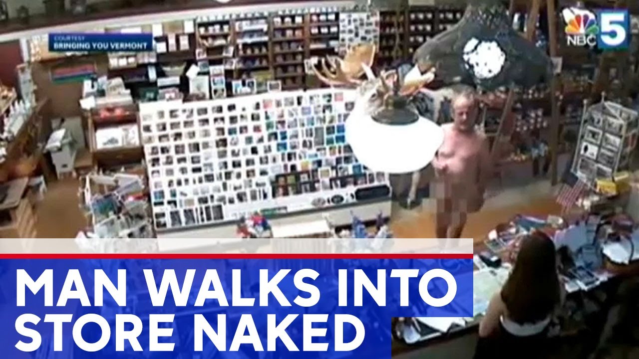 Man caught on camera walking into store naked to get coffee - YouTube