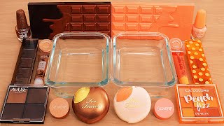 Chocolate Peach - Mixing Makeup Eyeshadow Into Slime ASMR