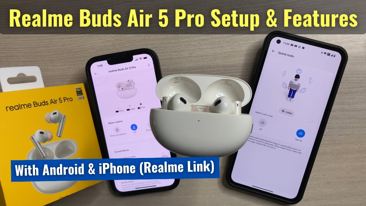 How to Connect & Use - Realme Buds Air 5 Pro Features & Setup with Realme  Link in Android & iPhone 