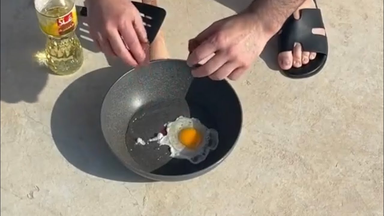 Cooking egg under the Sun without fire (summer in Doha)