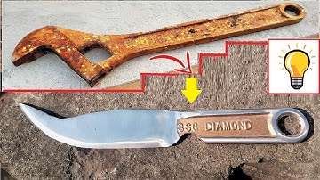 Forging a Rusty Wrench into a Beautiful & razor sharp KNIFE  - Knife making
