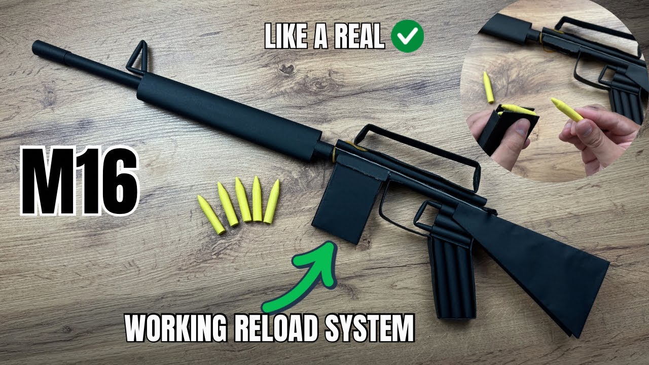 Origami M16 with a Working Magazine Tutorial | How to Make M16 Rifle From Paper Step By Step