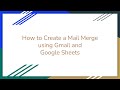 How to Create a Mail Merge with Gmail and Google Sheets