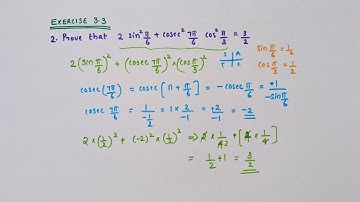 Exercise 3.3//Question 2//Prove that 2sin2π/6+cosec27π/6cos2π/3=3/2
