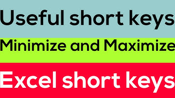 How to minimize and maximize window/ worksheet| Basic Excel short keys