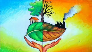 World environment day drawing||save nature ||pollution painting