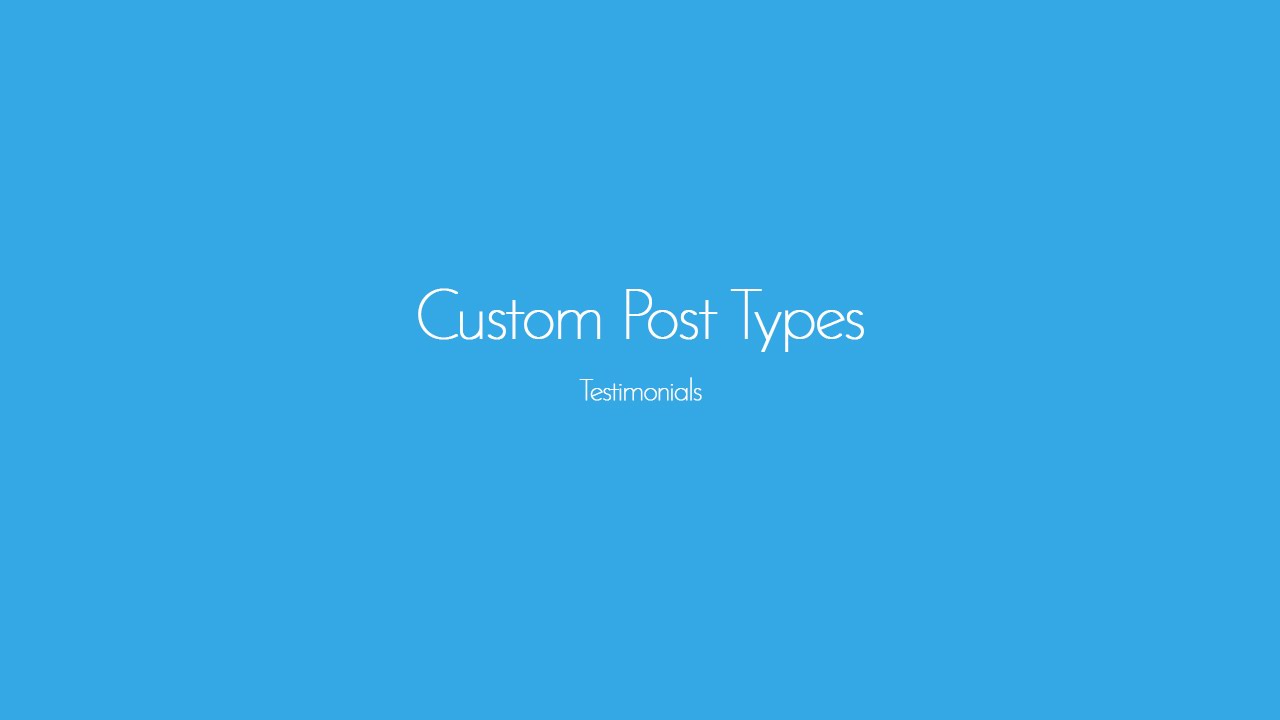 Adding Testimonials Custom Post Type - YouTube