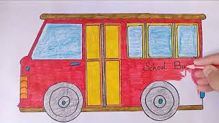 How to draw a School bus | School bus drawing for kids and toddlers | Easy step by step drawing