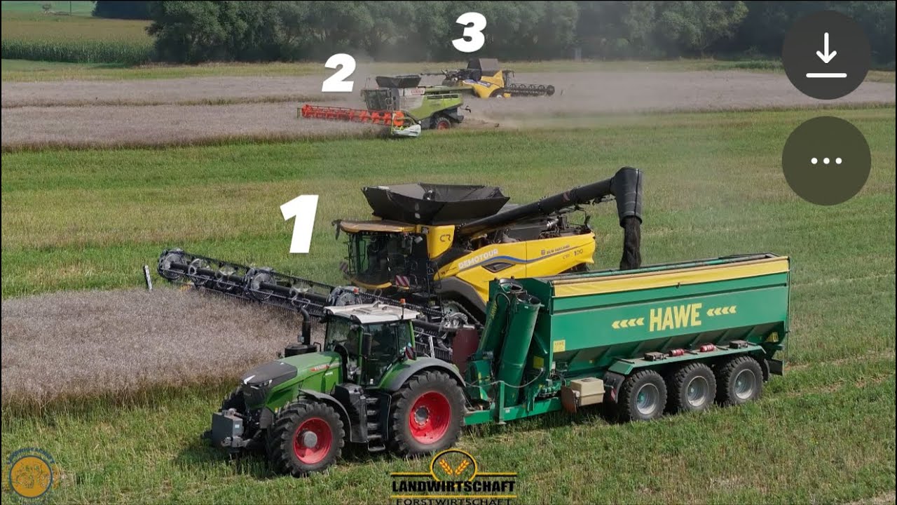 Etwas betrieb hier! Wie schlägt sich das 15 Meter Schneidwerk? New Holland CR11 beim Raps Dreschen